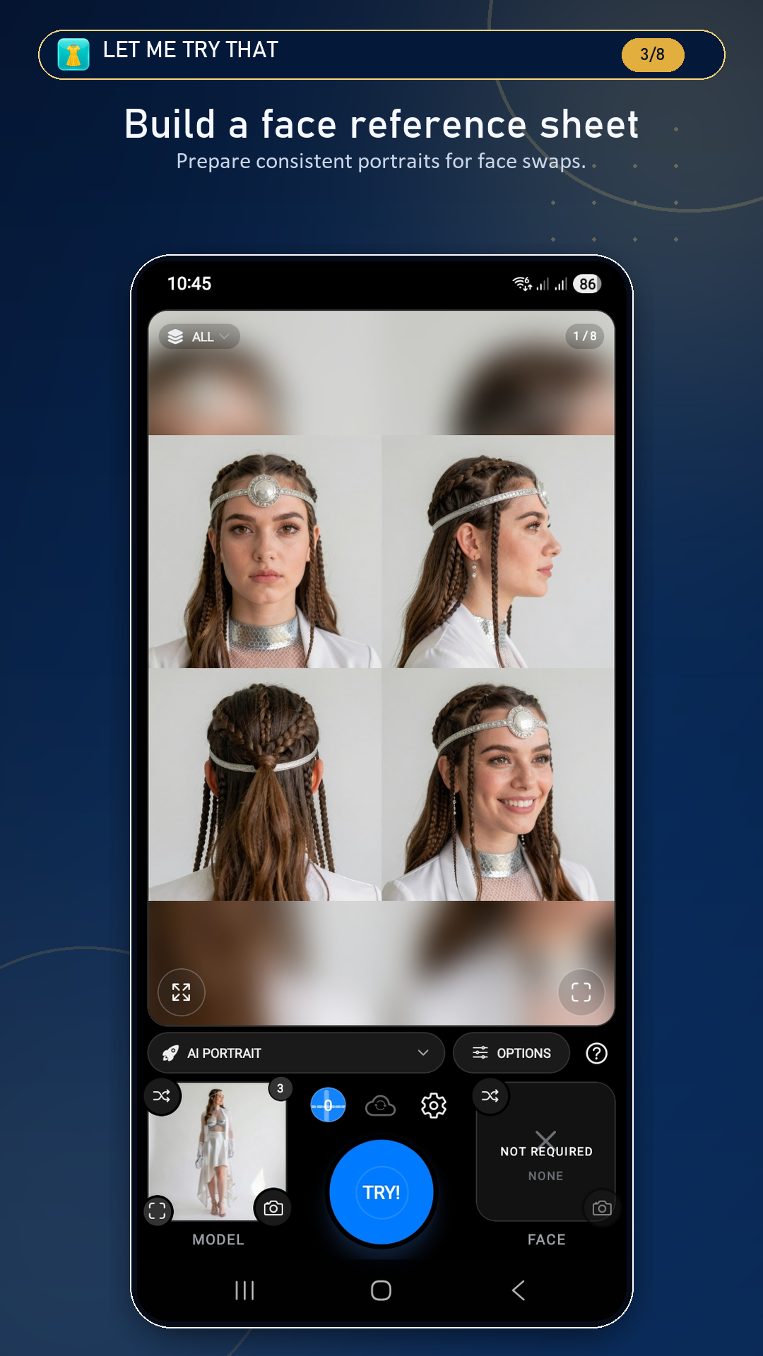 Build a face reference sheet for face swapping